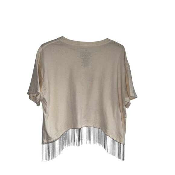 Goodie Two Sleeves Western Graphic Metal Chain Fringe Crop T-Shirt Medium - Picture 3 of 9